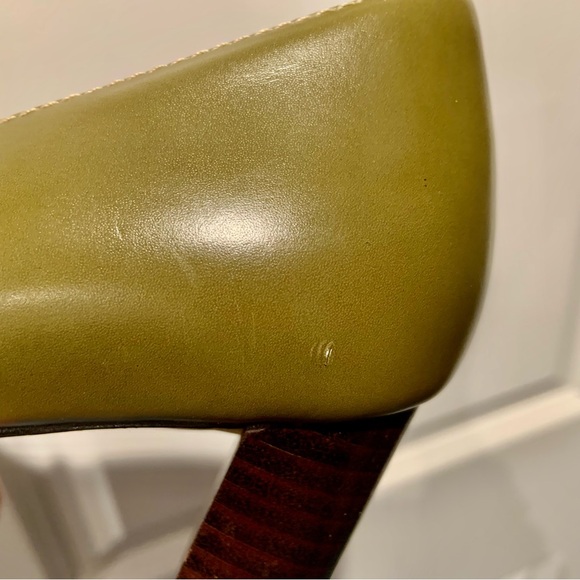 Anne Klein Maworkout Green Leather Wooden Heels Size 8M - Picture 11 of 16